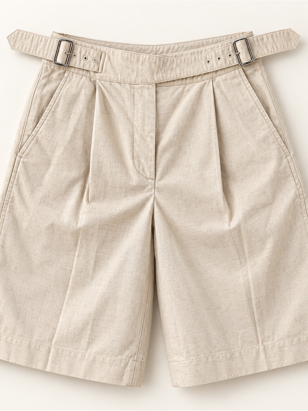 Acne Studios Cotton-Linen Belted Bermuda Shorts, Size 34